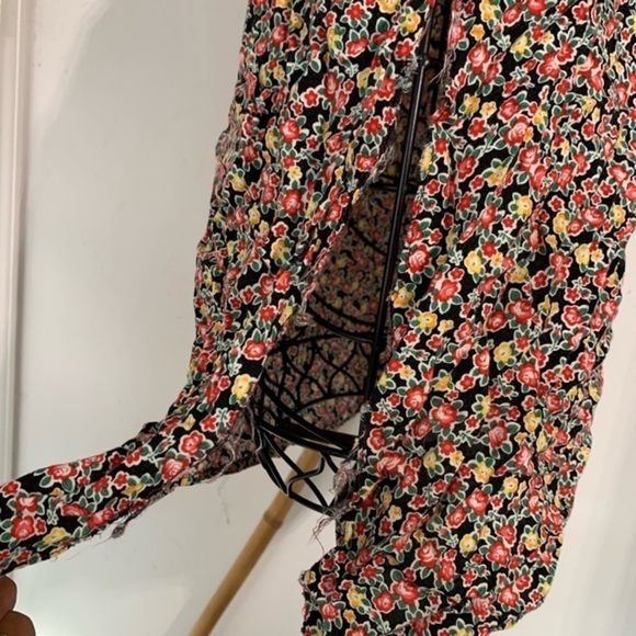 Floral flower hand rhinestone dress contemporary slit lace dance modern - Picture 4 of 5